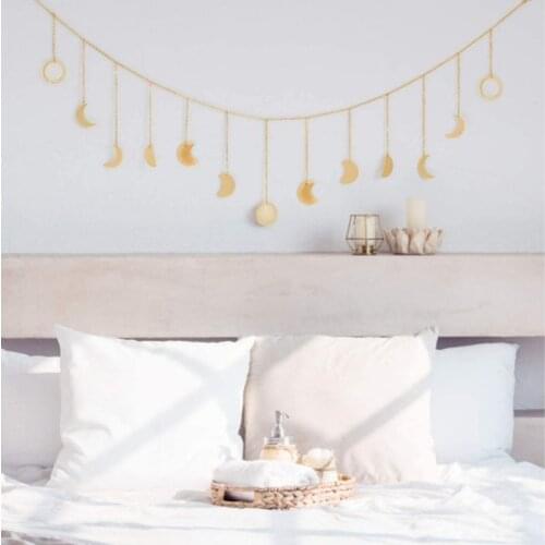 Metal Round Piece Sun Moon Shape Hanging Decoration Photo Wall Family Hang Ornamentwholesale