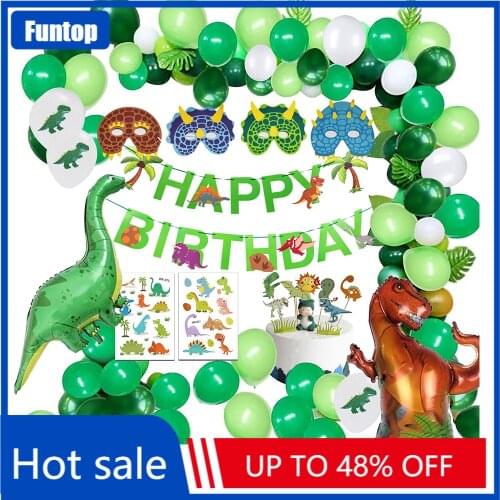 Cute Cartoon Dinosaur Animal Theme Birthday Party Decoration Balloons Garland Kit for Birthdays Baby Kids Party Decor Supplies