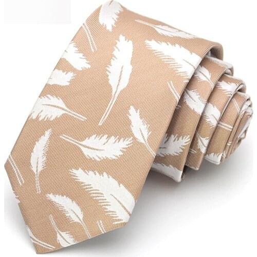 2021 New Arrivals Mens Tie Fashion Casual Feather Print 7CM Neck Tie for Men High Quality Genleman Business Dress Suit Necktie