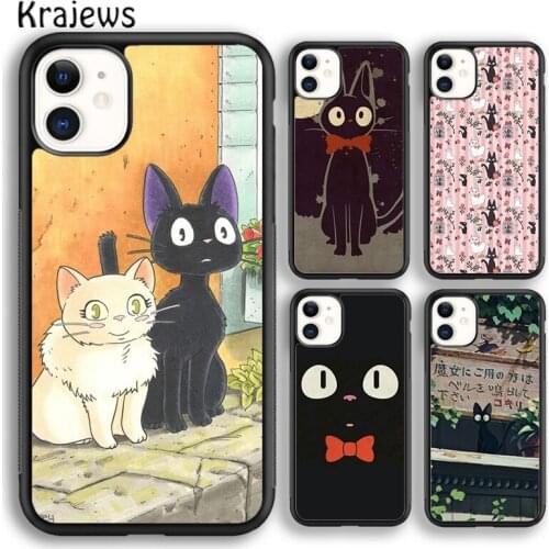 Krajews Anime Jiji cat soft Phone Case Cover For iPhone 5s SE 2020 6s 7 8 plus X XS XR 11 12 mini pro max coque Shell