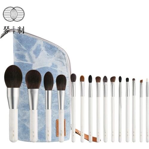 QINZHI Professional Handmade Make Up Brush Set Face Powder Eye Shadow Brush Soft Synthetic Goat Horse Hair Makeup Brushes Kit