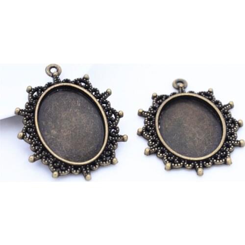New Fashion 4pcs 18x25mm Inner Size Antique Bronze Plated Simple Style Cabochon Base Cameo Setting Charms Pendant-A4-24