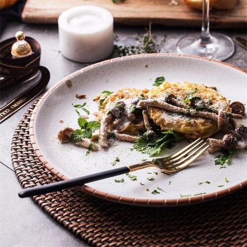 Ins Style Gold Inlay Dinner Plates High End Restaurant Dinnerware 10 Inch Food Dish Ceramic Nordic Home Salad Steak Thick Plate