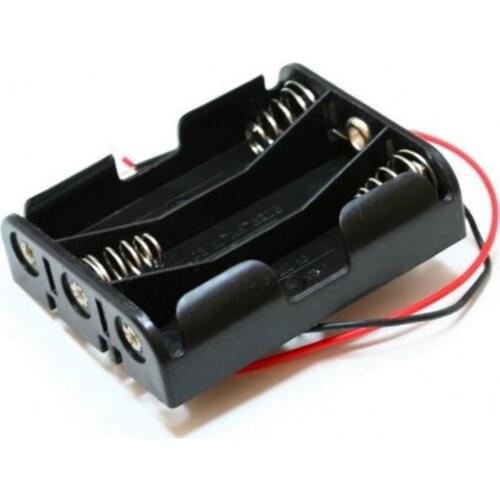 Plastic Battery Case Storage Box Holder 3 X AA 4.5V with Wire Leads for Soldering/Connecting Organize and Protect Battery Black