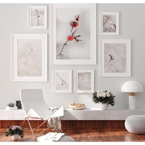 Wild Dried Flowers And White Snow Landscape Canvas Poster And Print Picture For ModernBedroom Wall Decoration Home Living Room