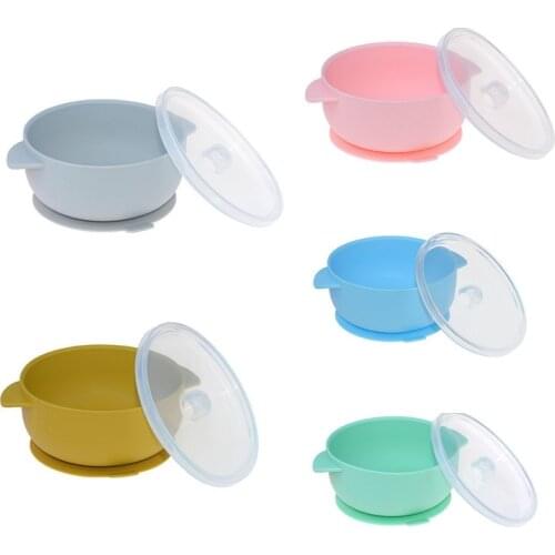 Baby Suction Plate Silicone Feeding Tableware Soft Lid Dinnerware Kids Toddler Assist Dishes BPA Free High Quality Silicone