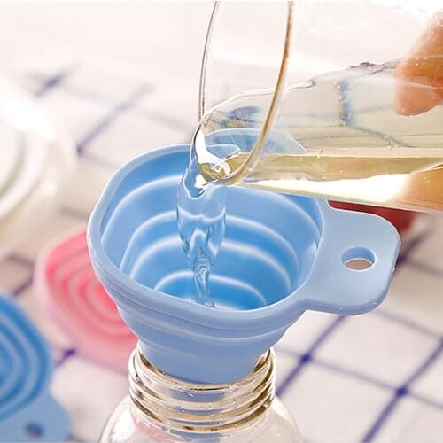 High Quality Food Grade Silicone Gel Folding Funnel Foldable Telescopic Long Neck Funnel Liquid Filling Kitchen Tools Dropship