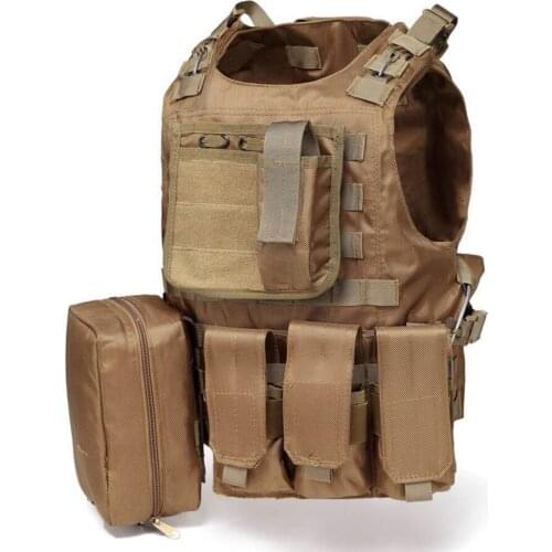 1680D Tactical Camouflage Military U.S Army Combat MOLLE Airsoft Assault Plate Carrier Vest with 3 Magazine Pouches