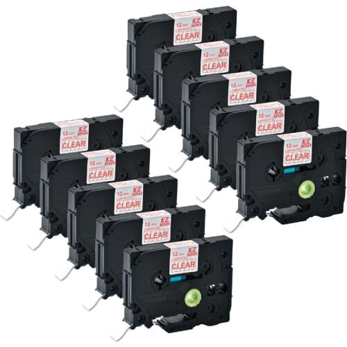 12mm Tze Tape Tze132 Compatible for Brother Label Printer Tze-132 Tze 132 P-touch Label Maker 12mm*8m Red on Clear