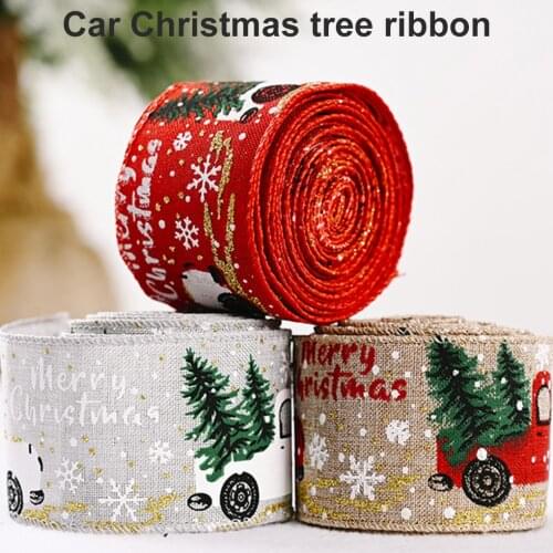 Merry Christmas Tree Ribbon Home Office Shop Party Decorative Burlap Ribbon Car Decoration Bands New Year Decor
