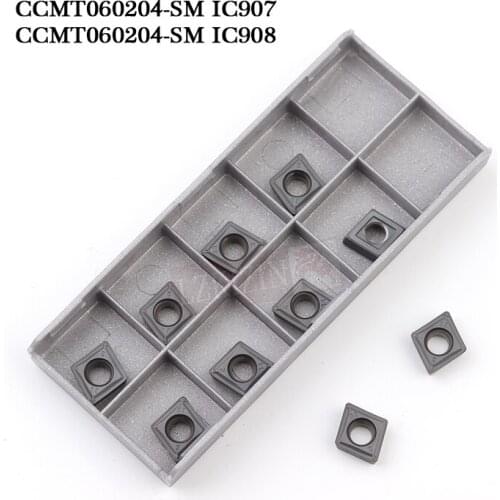 10PCS Carbide insert CCMT060204 CCMT060208 SM IC907 IC908 Internal Turning Tools Lathe cutter Tool Tokarnyy turning insert