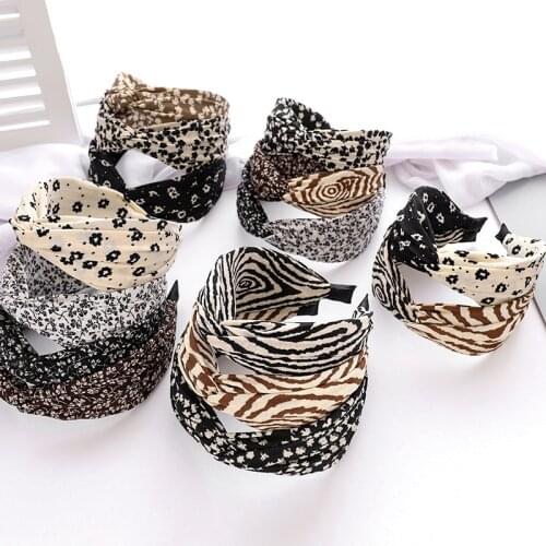 Leopared Zebra Pattern Cross Hairband Headband for Women Girls Hair Accessories