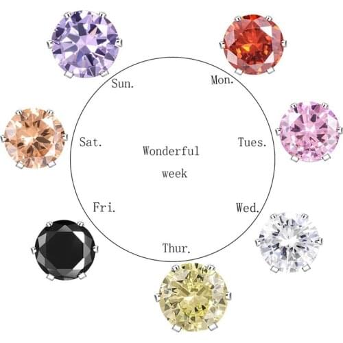 Women Multi Color Luxury Crystal Stone Earrings For A Week Simple Colorful Bling Round Shape Ear Jewelry Boho Style Friends Gift