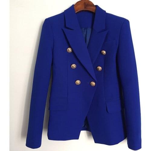Hot Fashion Runways Womens Double-breasted blazer jackets High quality Elegant metal buttons coat C685
