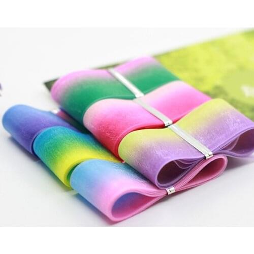 1''25mm Gradient Color Organza Ribbons for Wedding Home Decor DIY Gift Wrapping Handmade Hair Bow Accessories (1 Meters/lot)