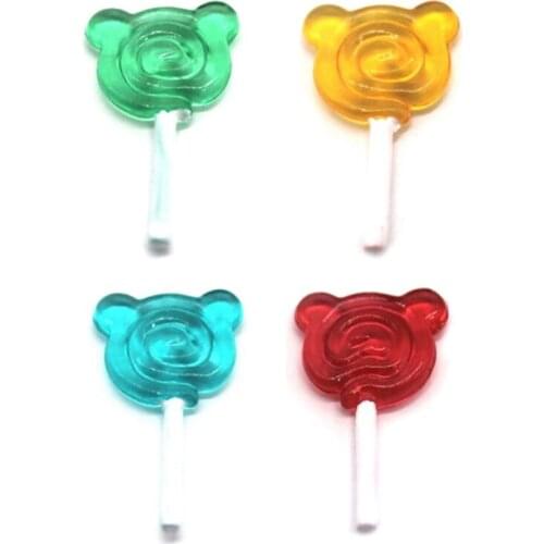 3Pcs Mini Bear Shape Lollipop Simulation For Dollhouse Miniature Toy Doll Mini Resin Food Kitchen Livingroom 1:12 Scale Supplies