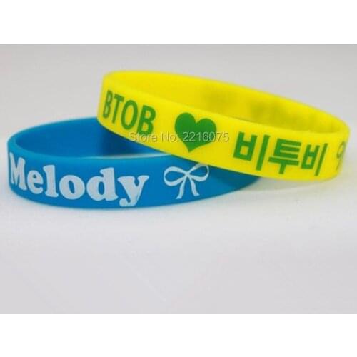 300pcs Silkscreen print K-POP BTOB wristband silicone bracelets free shipping by DHL express