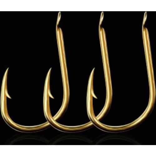 50pcs hot sale high carbon steel golden fishing hooks 5-9 # size fishing equipment accessories small hook