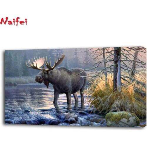 Full square/round drill 5d diy Diamond painting Moose,nature scenery, forest animal mosaic Diamond picture Embroidery Home decor