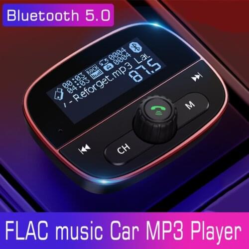 JINSERTA Power ON OFF Bluetooth 5.0 Handsfree FM Transmitter Car Kit AUX U Disk TF Card MP3 Music Player APE FLAC Lossless music