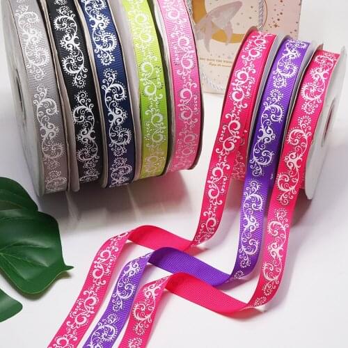 Free Shipping 50 Yards 22mm Swirl Foil Ribbon Printed Grosgrain Ribbon K5402159