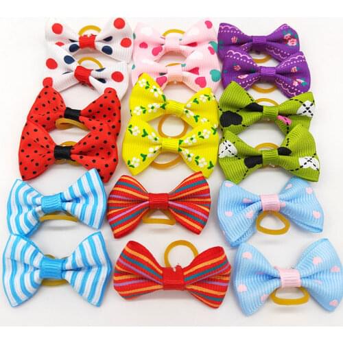 Free Universal Cute Dog Bowknot Rubber Band Pet Bow Fashion Dog Hair Accessories Color Mixing Pet Flower Head Pet Rubber Band