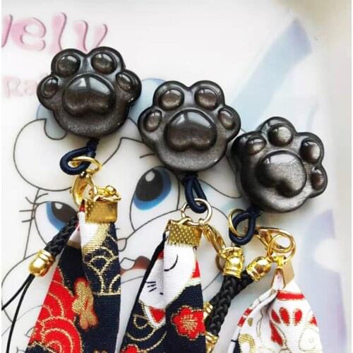 Cat Claw Key Keychains Jewelry Car Custom Keychain Cute Natural Obsidian Gold Silver Cat Anime Christmas Funny Key Chain Rings