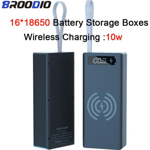 Support Quick & Wireless Charger DIY 16*18650 Power Bank Case With LCD Display Battery Shell Charging Box 18650 Batteries Shell
