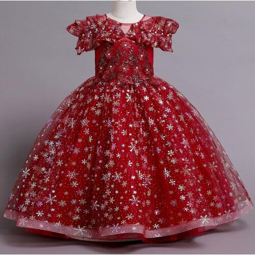 Flower Girls Dress Princess Wedding Party Dresses Children Kids Ball Gown Christmas Vestidos Baby Teenager Clothes for 3-12 year