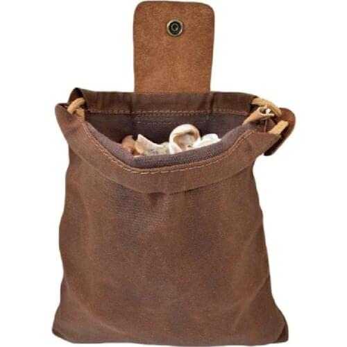 Canvas Bushcraft Bag with Leather Cover & Buckle Foldable Heavy Duty Tool Pouch with Drawstring for Outdoors Camping SP9