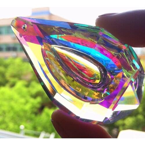 10pcs 63mm Beautiful Chinese Style Pipa Shape Colorful K9 Crystal Chandelier Parts Shiny Suncatchers Christmas Tree Decoration