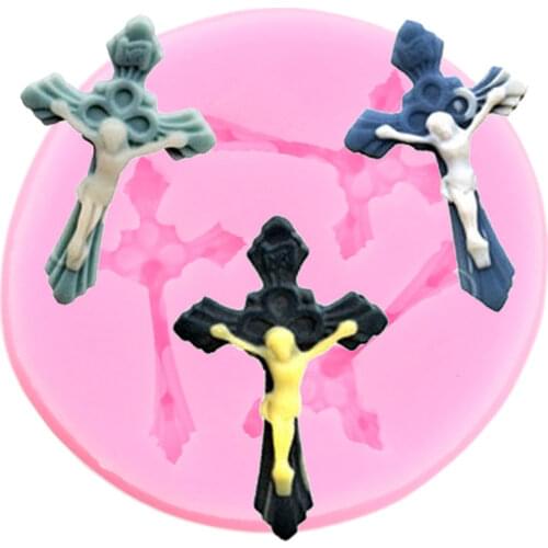 Jesus Christ Cross Silicone Mold Cupcake Topper Fondant Molds DIY Party Cake Decorating Tools Candy Polymer Clay Chocolate Mould