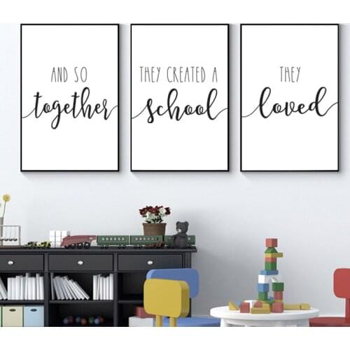 Homeschool Wall Art Pictures Canvas Painting , Classroom Loved Quotes Posters and Prints Homeschool Family Classroom Decoration