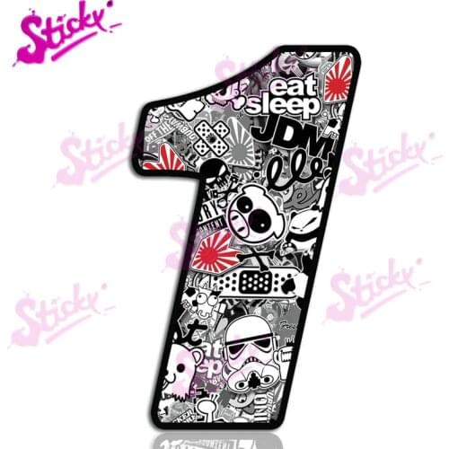 STICKY Number Bomb Skull Vinyl Decal Sticker Car Auto Motocross Moto Sport Start Racing Tuning Laptop Trunk