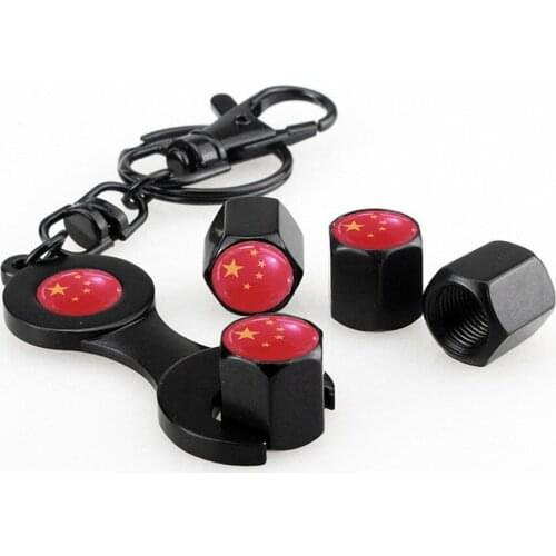 Wrench Keychain+4Pcs Valve Cap For Daewoo Matiz Nexia Lanos Nubira Anti-theft Dustproof Moto Bicycle Valve Caps Wheel Tire Parts