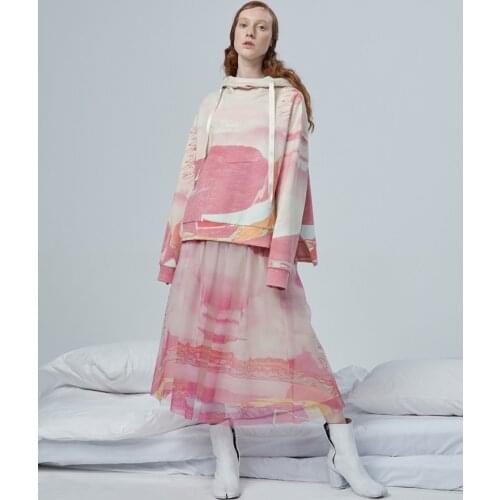 IRINACH248 FALL WINTER 2020 COLLECTION new arrival pink printed skirt and hoodies set women
