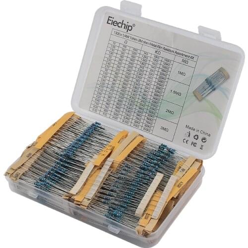 1300pcs 1/4w 1% 130 Values*10pcs 1ohm-3M ohm Resistors Kit Metal Film Resistor set Package Electronic Unit resistor sample