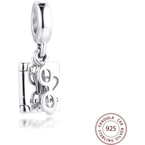 Genuine 925 Sterling Silver Charm Love Reading Dangle Beads for Jewelry Making Fits Original Charms Bracelet Berloque