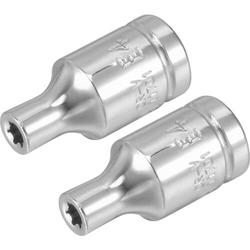 Uxcell 2Pcs 1/4-inch Drive E4 External Torx Shallow Socket, Cr-V Steel