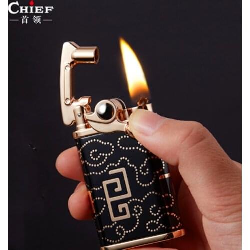 New Metal Chief Kerosene Flint Lighter Luxury Free Fire Lighter Inflated Oil Lighter Grinding Wheel Crafts Gadgets For Men Gift
