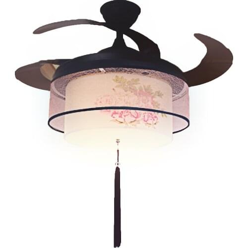 New Arrival 220v / 110v 70W Mute Ceiling Fan 52SW-1045 Gold Peony LED Variable Fan Light + Remote Control