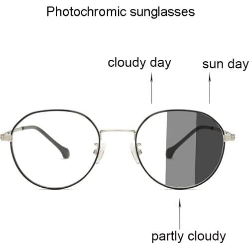 Blue Light Blocking Glasses Classic Round Metal Clear Lens Glasses Frame Unisex Circle Eyeglasses Photochromic Sunglasses UV400