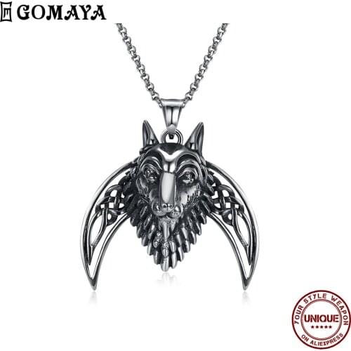 GOMAYA Stainless Steel Necklace For Men Personality Design Animal Necklace Pendant Classic Anniversary Party Fashion Jewelry