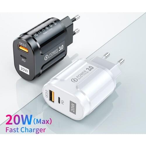 PD20W+QC3.0 Fast Charging Charger Adapter For IPhone12 USB Charger Quick Charge 3.0 Universal Wall Mobile Phone Charger