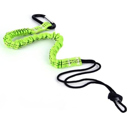 1.2M Climbing Cord Adjustable Single Carabiner Tool Lanyard Telescopic Elastic Climbing Single Lanyard Safety Climb Line Rope