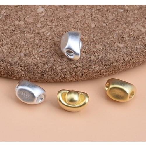 S999 full silver Zhaocai Yuanbao between Beads 3D hard silver between beads accessories, handmade DIY materials woven accessorie