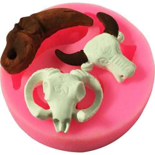 Animals sugarcraft silicone mold for cake decorating cow sheep pig head fondant cupcake form lion chocolate polymer clay mould