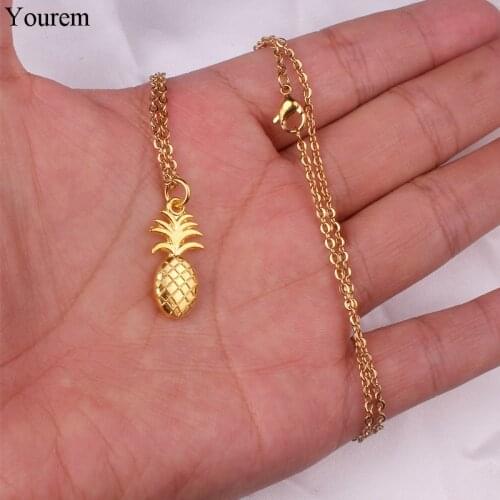 YOUREM 3MM Stainless Steel Chain Pineapple Necklace For Women Minimalist Pumpkin Choker Necklaces Halloween Jewelry