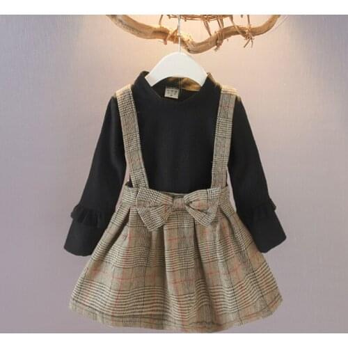 Girls Fake 2 Fashionable Korean Plaid Princess Skirts Toddler Girl Fall Clothes 2021 Halloween Clothes Kids Dresses for Girls