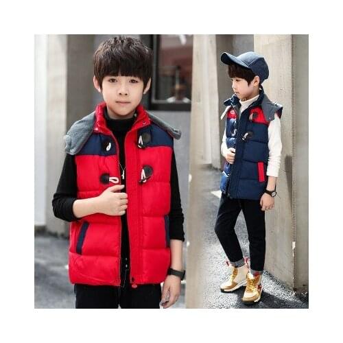 Winter Christmas Children Waistcoat Kids Outerwear Winter Boys Waterproof Hooded Vest Baby Boys Girls Thick Warm Vest Coats